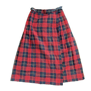 Vintage 90s Plaid Wool Blend Pleated Skirt P.B.D Sz 5/6 Korea 27”